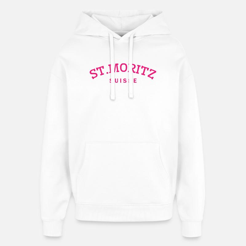St. Moritz - Suisse - Switzerland - Swiss - Sweat à capuche unisexe Stanley/Stella Oversized - blanc