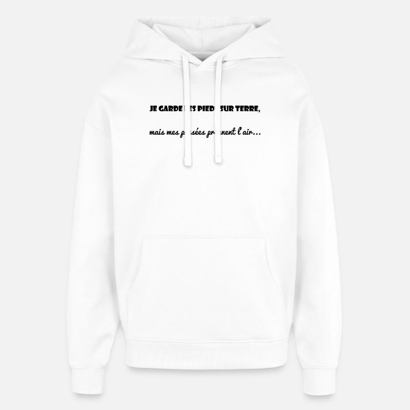 CITATION. MESSAGE. HUMOUR. CITATIONS DRÔLES - Sweat à capuche unisexe Stanley/Stella Oversized - blanc