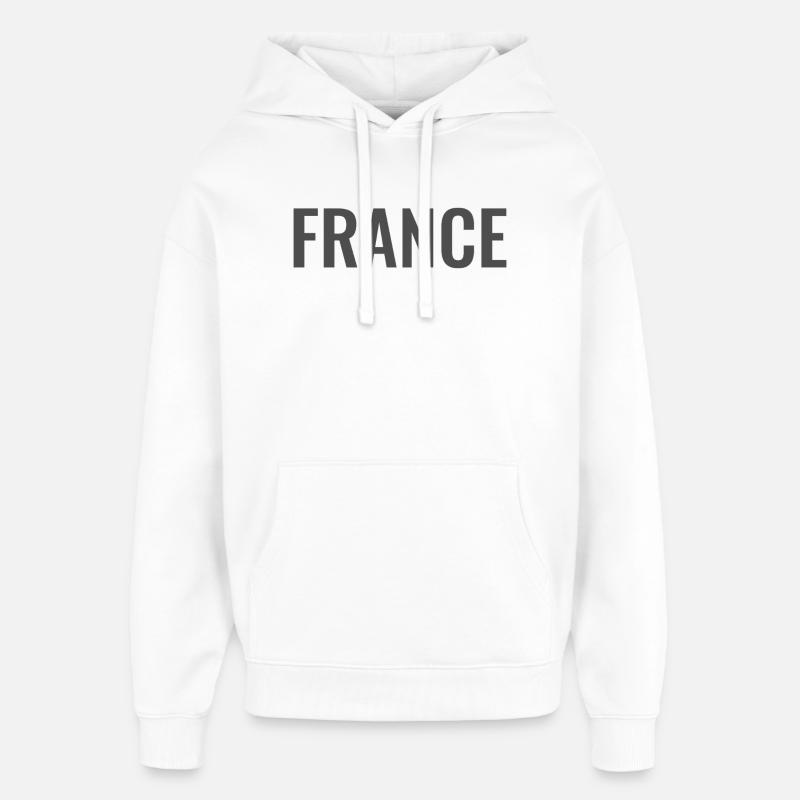 France Mot Gris - Sweat à capuche unisexe Stanley/Stella Oversized - blanc