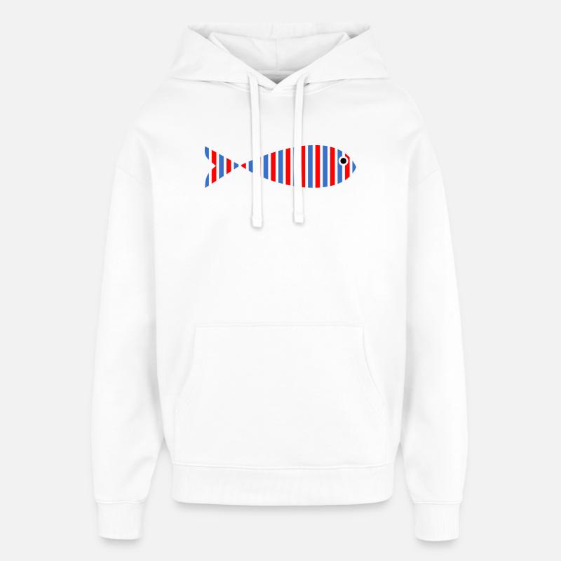 sardina. pesce. pesce d'aprile. mare. oceano - Stanley/Stella Oversized Felpa con cappuccio unisex - bianco
