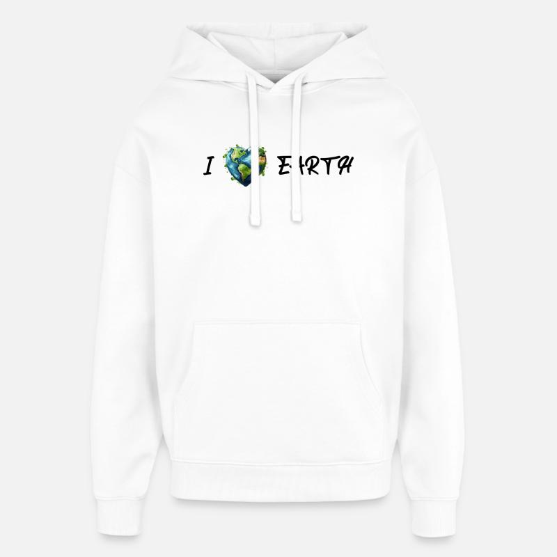 J’aime la terre - Sweat à capuche unisexe Stanley/Stella Oversized - blanc