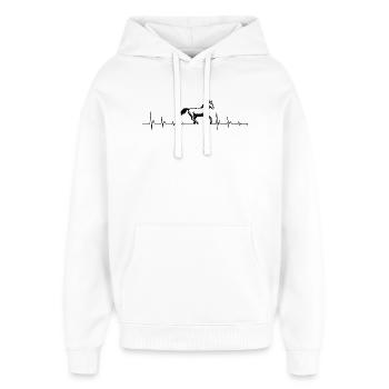 Herzschlag Pferd - Oversized Unisex Hoodie von Stanley/Stella - Weiß - Vorne - AI Model Female 172 light (172cm) & AI Model Male 185 light (185cm)