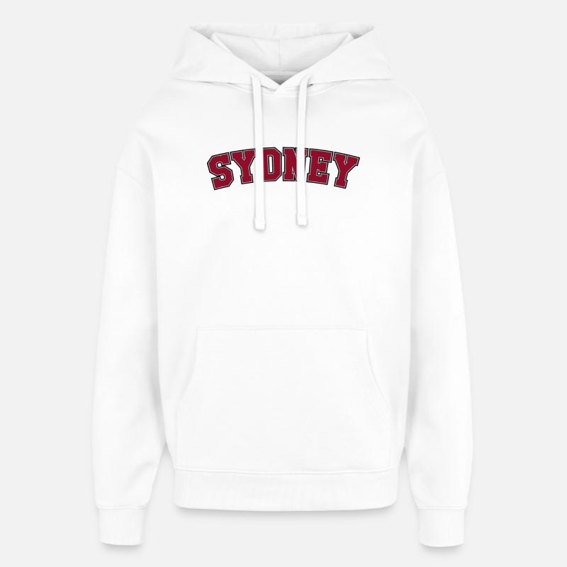 Sydney Varsity Arch Lettering - Oversized Unisex Hoodie by Stanley/Stella - white