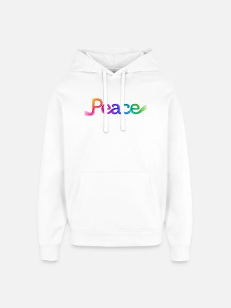 Farbige Peace-Schrift im Pfeildesign - Oversized Unisex Hoodie von Stanley/Stella - Weiß