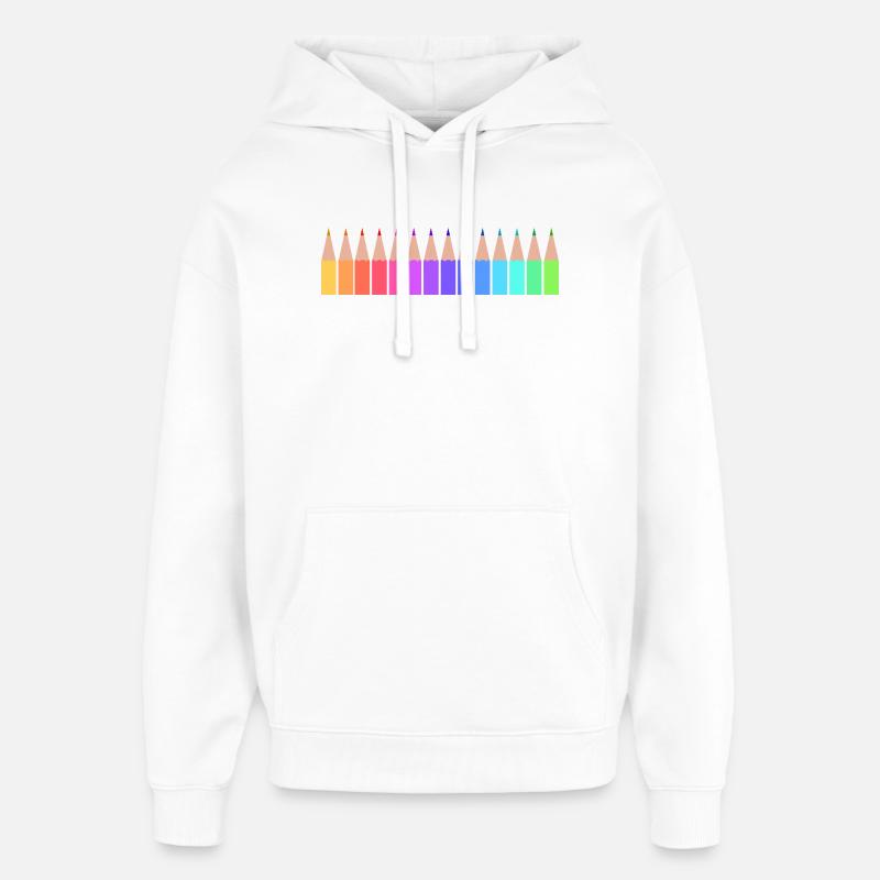 Crayons de couleur - Sweat à capuche unisexe Stanley/Stella Oversized - blanc