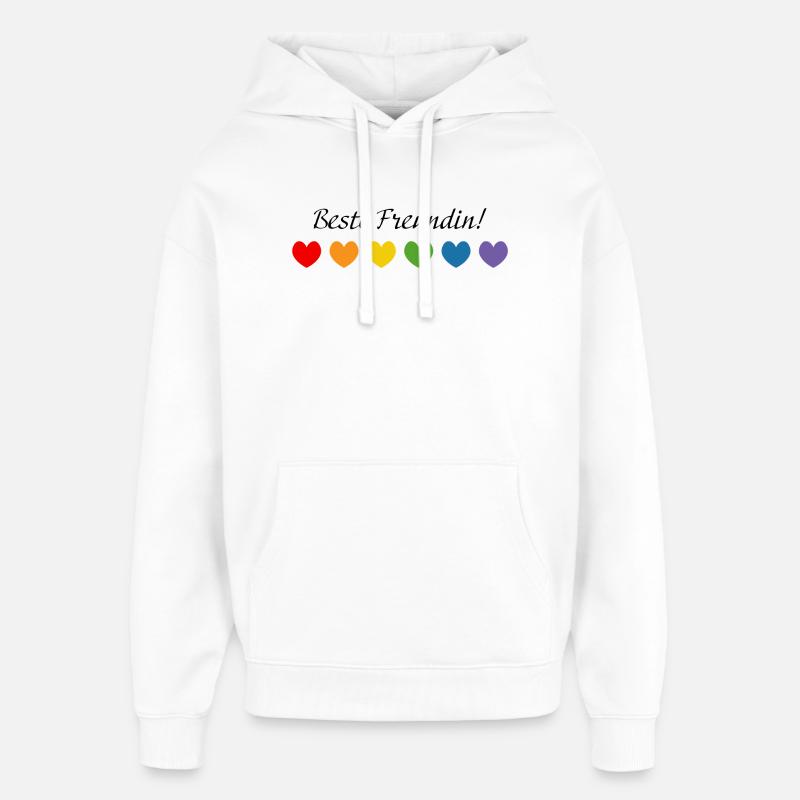 Regenbogenherzchen Beste Freundin - Oversized Unisex Hoodie von Stanley/Stella - Weiß