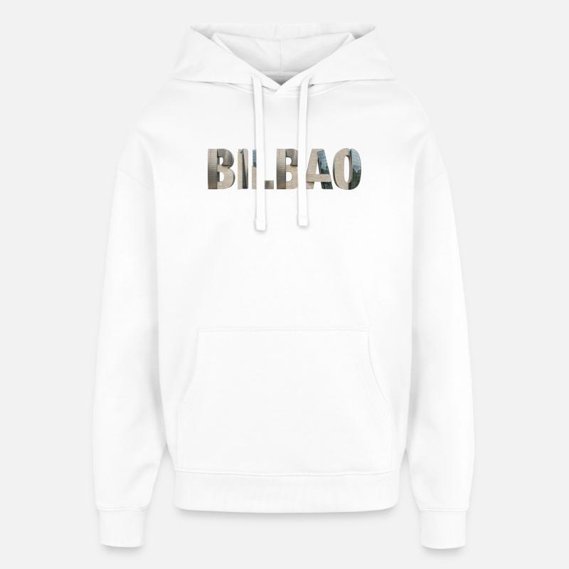 BILBAO – Typographie architecturale moderne - Sweat à capuche unisexe Stanley/Stella Oversized - blanc