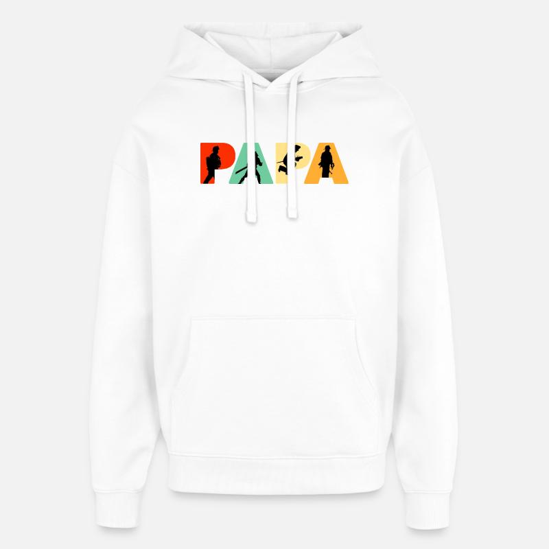 Papa Pompier, Pompier Rétro, Héros Papa - Sweat à capuche unisexe Stanley/Stella Oversized - blanc