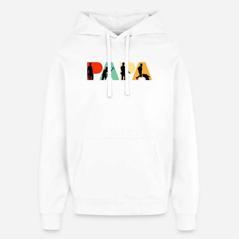 Ouvrier du bâtiment Papa Silhouette Père - Sweat à capuche unisexe Stanley/Stella Oversized - blanc