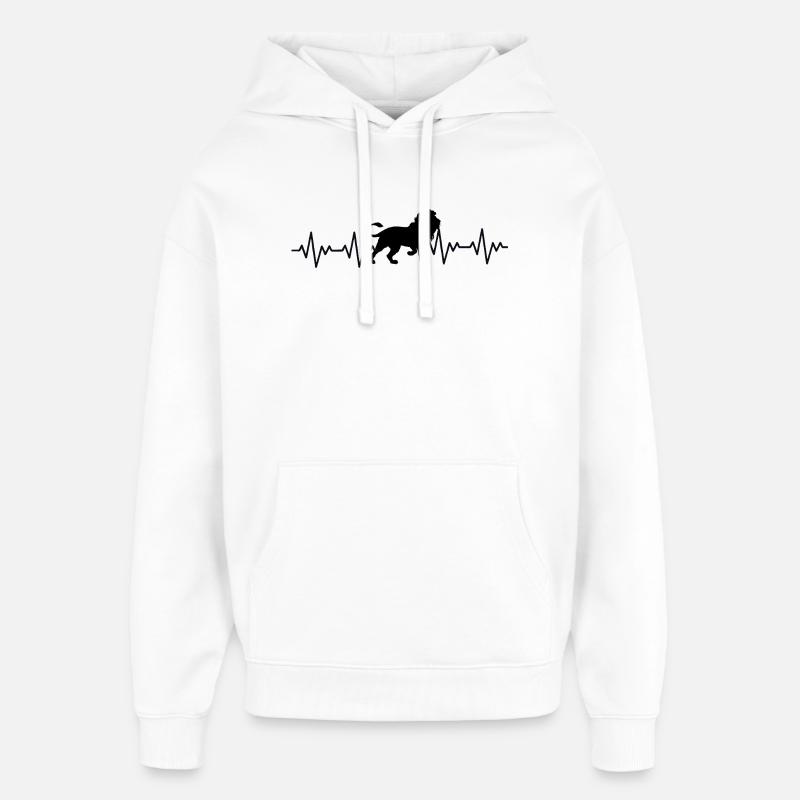 ECG en Léo, battement cardiaque - Sweat à capuche unisexe Stanley/Stella Oversized - blanc