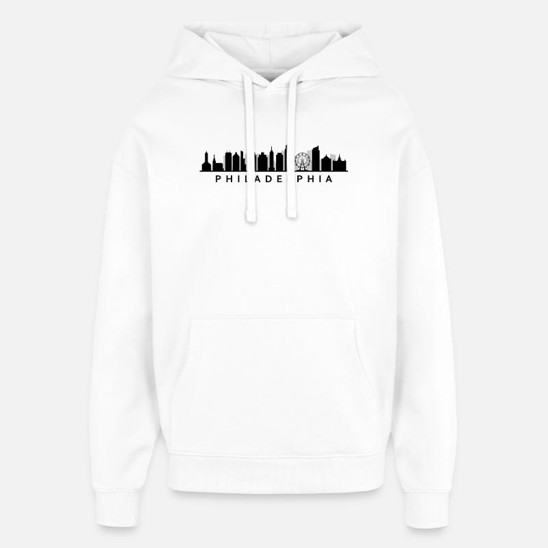 Philadelphia Skyline - Sweat à capuche unisexe Stanley/Stella Oversized - blanc