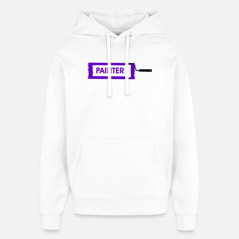 Rouleau de peinture avec peinture violette - Sweat à capuche unisexe Stanley/Stella Oversized - blanc