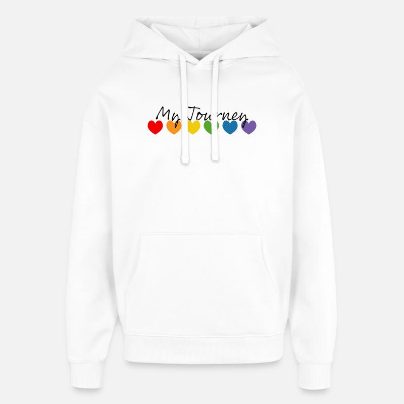 Cœurs arc-en-ciel mon voyage noir - Sweat à capuche unisexe Stanley/Stella Oversized - blanc