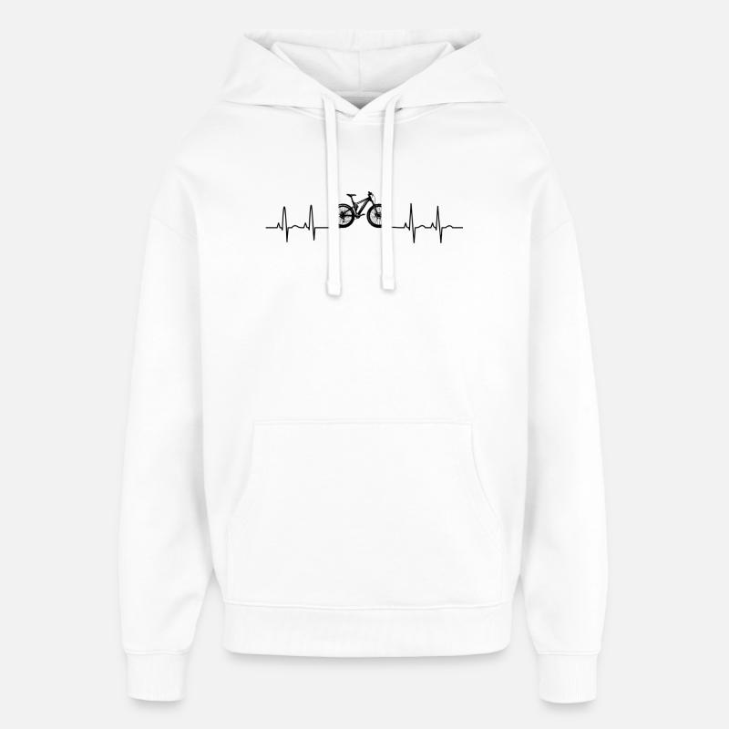 VTT Passion Cardiogramme - Sweat à capuche unisexe Stanley/Stella Oversized - blanc