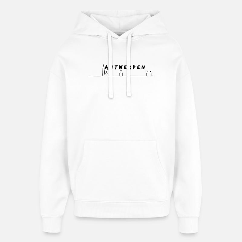 Anvers Skyline - Sweat à capuche unisexe Stanley/Stella Oversized - blanc