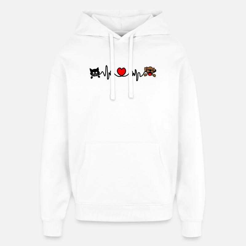 Cardio-Herzfrequenz Hund und Katze Haustiere - Oversized Unisex Hoodie von Stanley/Stella - Weiß