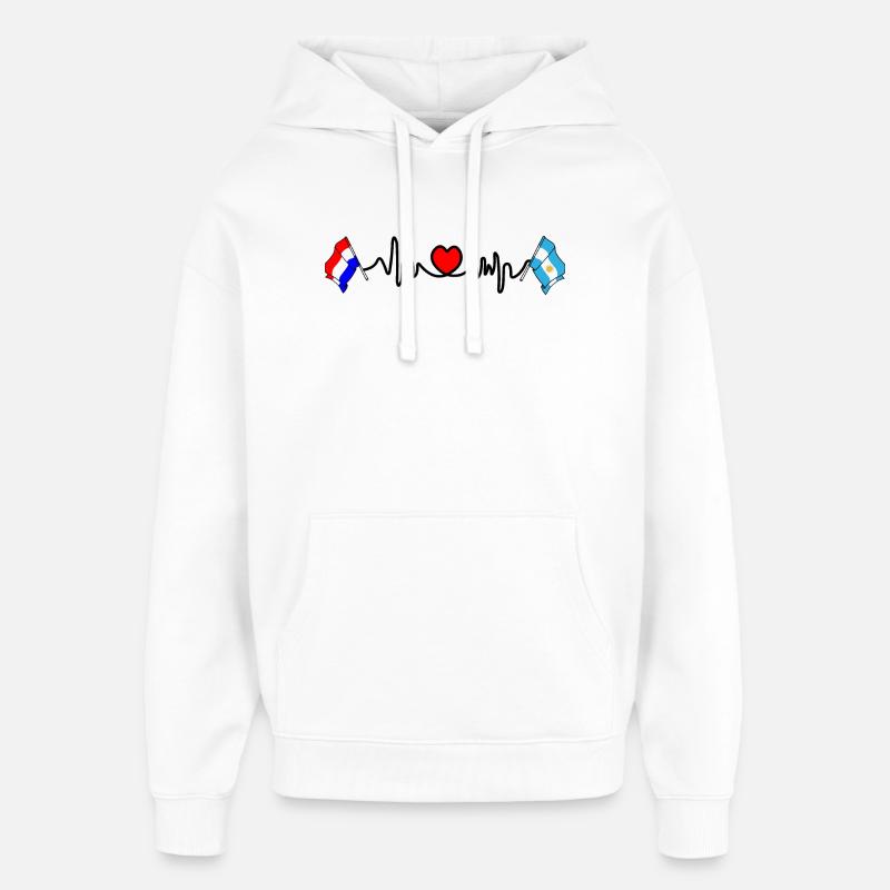 Cardio coeur avec drapeau Pays-Bas, Argentine - Sweat à capuche unisexe Stanley/Stella Oversized - blanc