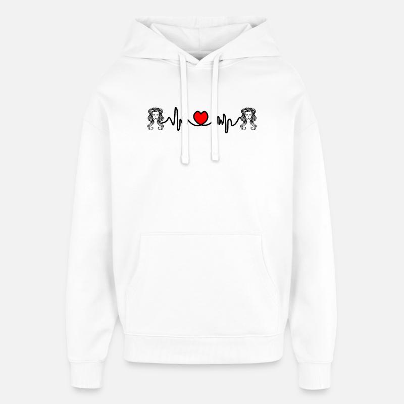 Fréquence cardiaque cardio Vierge Vierge - Sweat à capuche unisexe Stanley/Stella Oversized - blanc