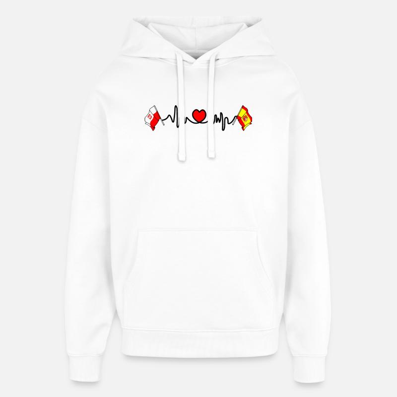 Cardio heartDrapeau Pologne, drapeau Espagne - Sweat à capuche unisexe Stanley/Stella Oversized - blanc