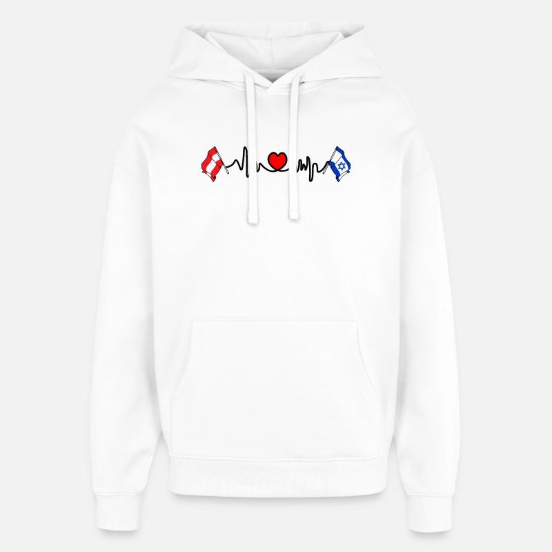 Cardio heart Drapeau Autriche drapeau Israël - Sweat à capuche unisexe Stanley/Stella Oversized - blanc