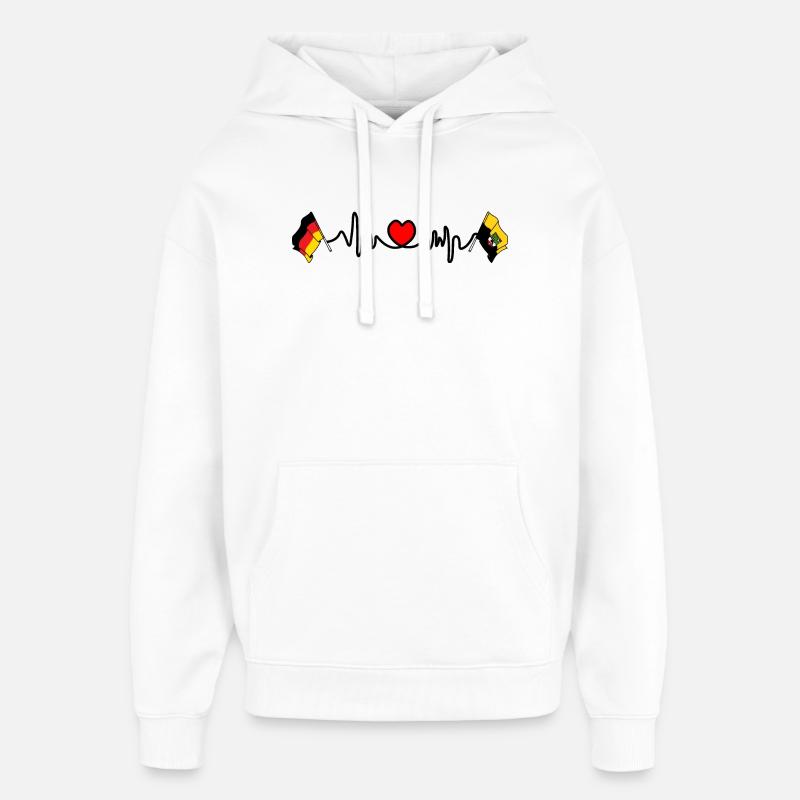 Cardio heart Drapeau Allemagne, drapeau saxe-anhalt - Sweat à capuche unisexe Stanley/Stella Oversized - blanc