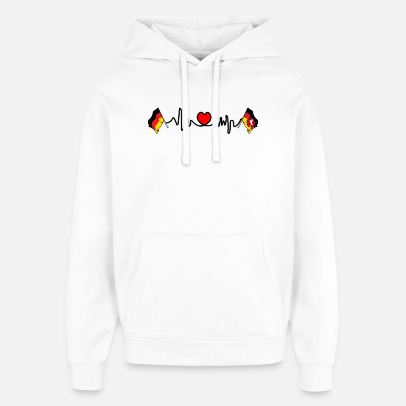 Cardio heart Drapeau Allemagne, drapeau Basse-Saxe - Sweat à capuche unisexe Stanley/Stella Oversized - blanc