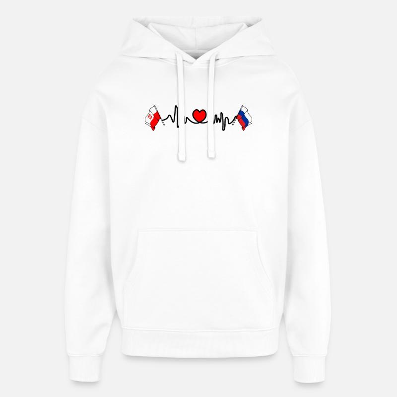 Cardio cardiaque Drapeau Pologne, Russie - Sweat à capuche unisexe Stanley/Stella Oversized - blanc