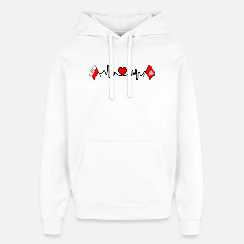 Cardio cardiaque Drapeau Pologne, Mazovie - Sweat à capuche unisexe Stanley/Stella Oversized - blanc