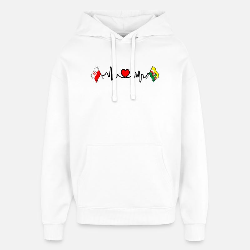 Cardio heart Pologne, drapeau Lubusz - Sweat à capuche unisexe Stanley/Stella Oversized - blanc