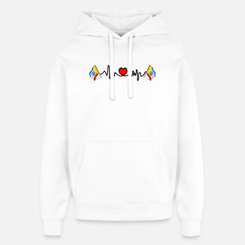 Fréquence cardiaque cardio pour Holy Cross - Sweat à capuche unisexe Stanley/Stella Oversized - blanc