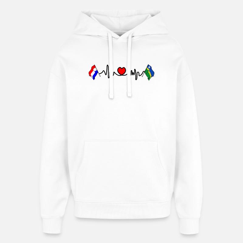 Cardio coeur Drapeau Pays-Bas, Flevoland - Sweat à capuche unisexe Stanley/Stella Oversized - blanc