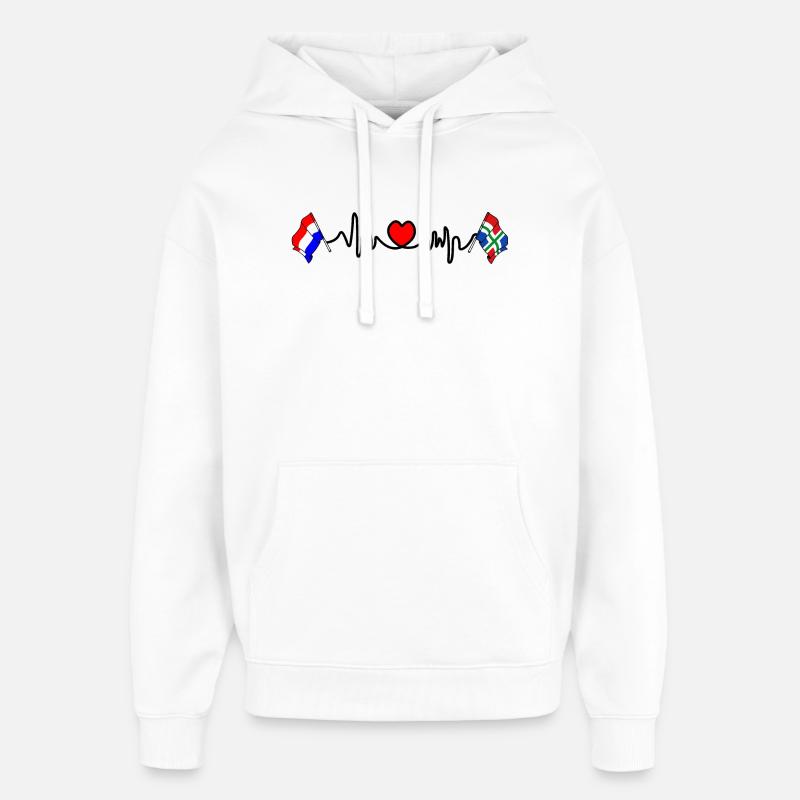 Cardio coeur Drapeau Pays-Bas, Groningue - Sweat à capuche unisexe Stanley/Stella Oversized - blanc
