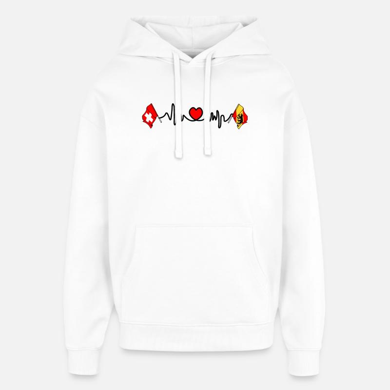 Cardio heart Drapeau Suisse, drapeau Berne - Sweat à capuche unisexe Stanley/Stella Oversized - blanc