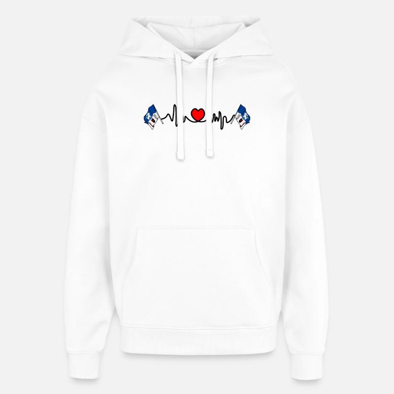 Conception de la fréquence cardiaque Jämtland - Sweat à capuche unisexe Stanley/Stella Oversized - blanc