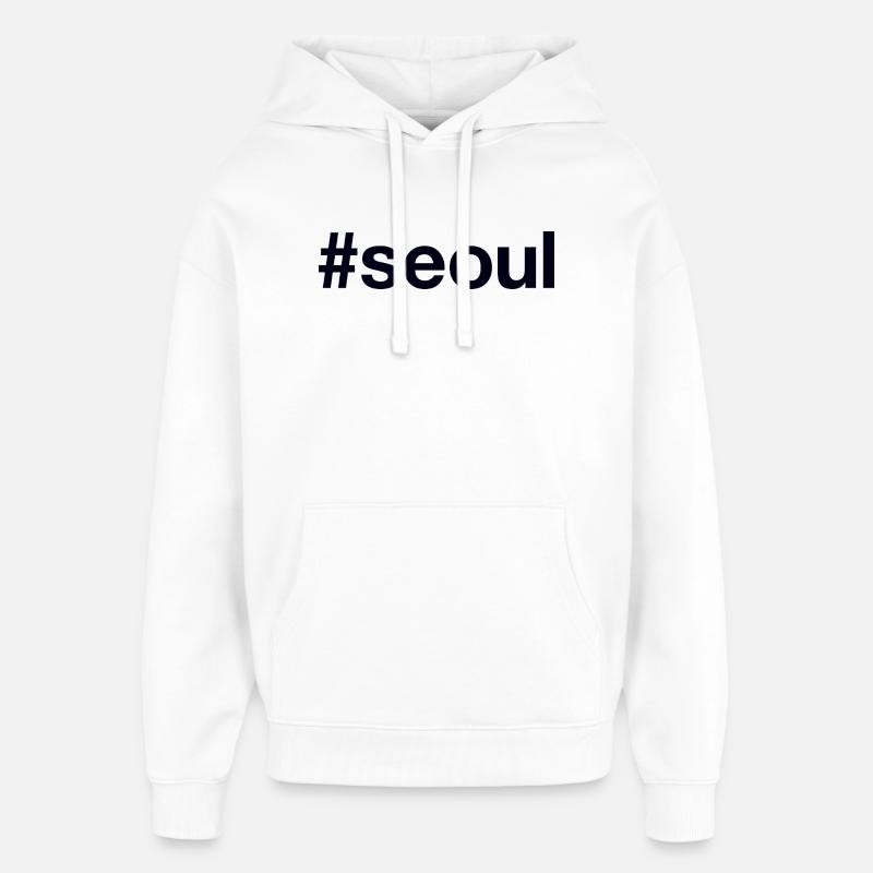 SEOUL Hashtag - Sweat à capuche unisexe Stanley/Stella Oversized - blanc