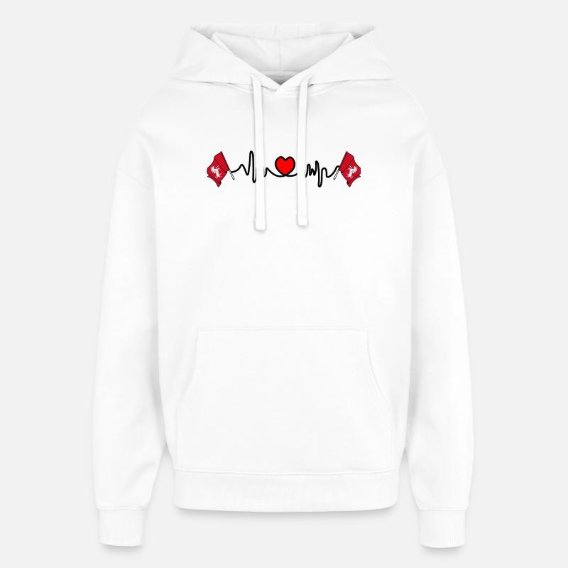 Drapeau du Kent + Battement de cœur - Sweat à capuche unisexe Stanley/Stella Oversized - blanc