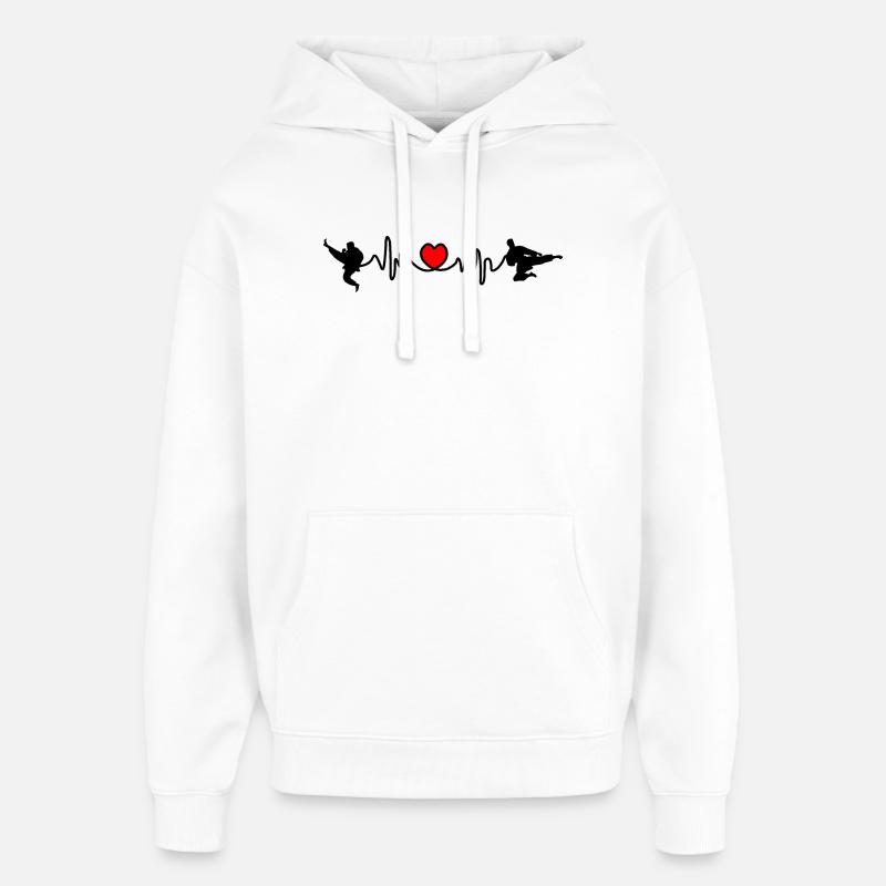 Karate Cardio oder Herzfrequenz mit Karate-Kicks - Oversized Unisex Hoodie von Stanley/Stella - Weiß