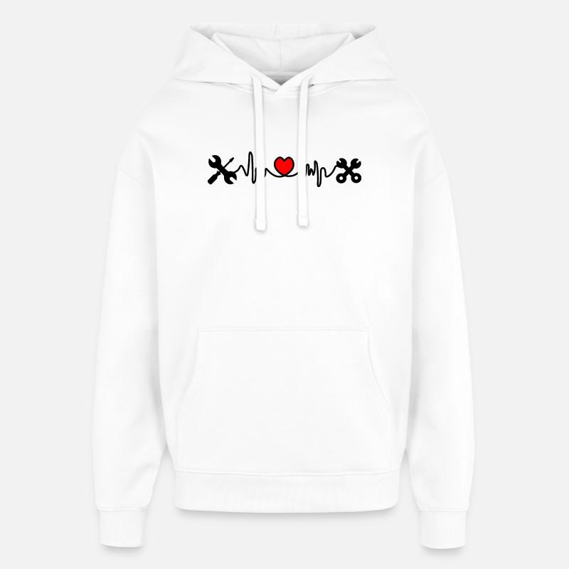 Tools with heart cardiogram - Oversized Unisex Hoodie by Stanley/Stella - white