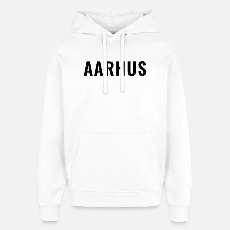Aarhus Danemark Typographie minimale - Sweat à capuche unisexe Stanley/Stella Oversized - blanc