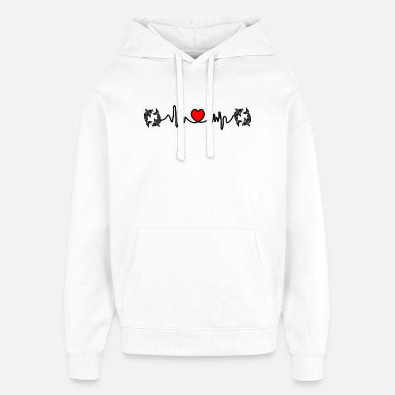 Fréquence cardiaque Cardio Pêche Pêche - Sweat à capuche unisexe Stanley/Stella Oversized - blanc