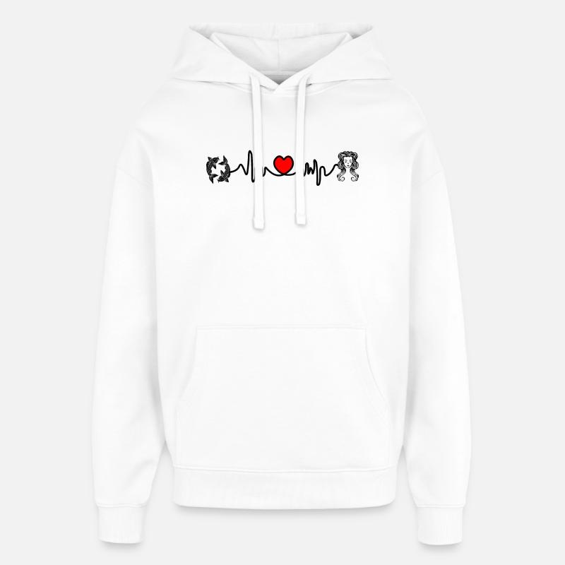 Fréquence cardiaque cardio Poissons Vierge - Sweat à capuche unisexe Stanley/Stella Oversized - blanc