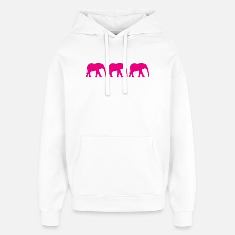 Pink elephants in a repeating pattern - Oversized Unisex Hoodie by Stanley/Stella - white