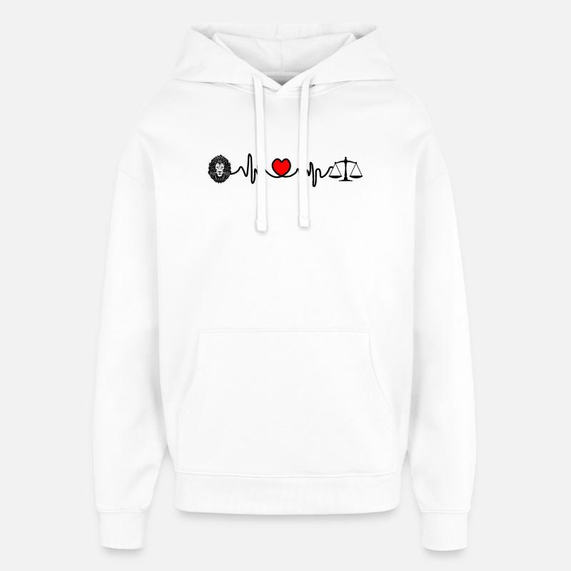 Fréquence cardiaque Cardio Lion Scale - Sweat à capuche unisexe Stanley/Stella Oversized - blanc