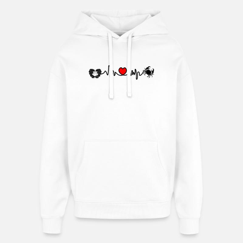 Fréquence cardiaque cardio Gémeaux Cancer - Sweat à capuche unisexe Stanley/Stella Oversized - blanc