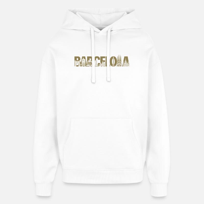 Barcelone Espagne Catalogne Silhouette - Sweat à capuche unisexe Stanley/Stella Oversized - blanc