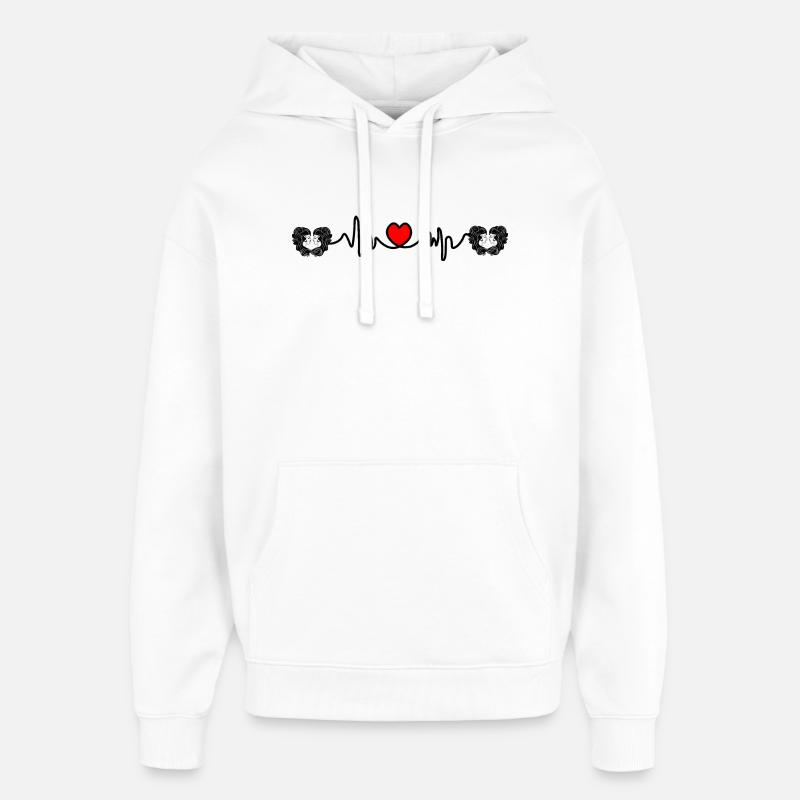 Fréquence cardiaque Cardio Twin Twins - Sweat à capuche unisexe Stanley/Stella Oversized - blanc