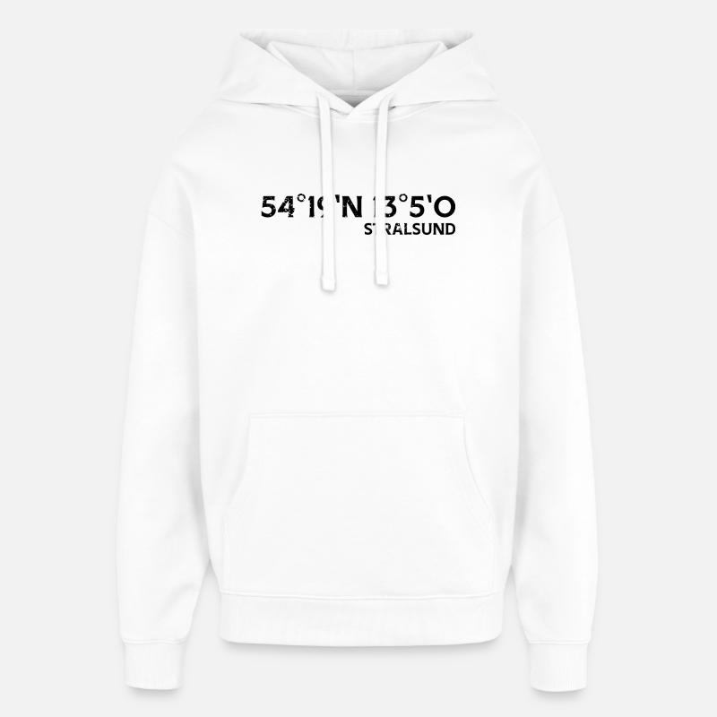 Coordonnées de Stralsund Souvenir - Sweat à capuche unisexe Stanley/Stella Oversized - blanc