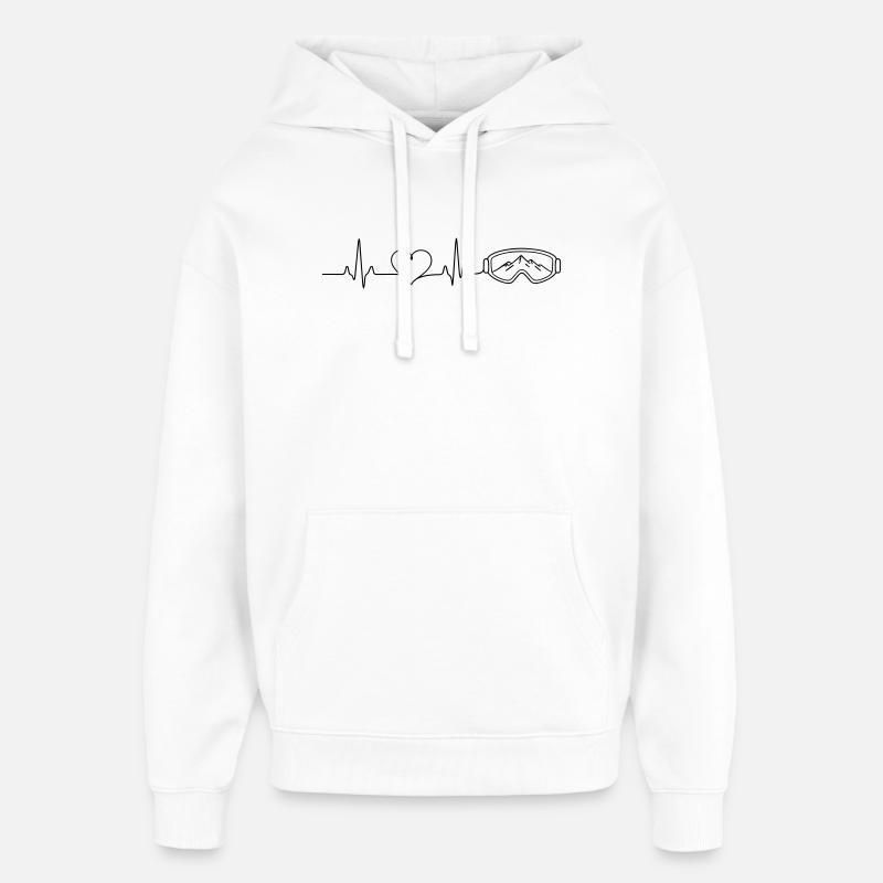 Lunettes de ski pouls, cœur - Sweat à capuche unisexe Stanley/Stella Oversized - blanc