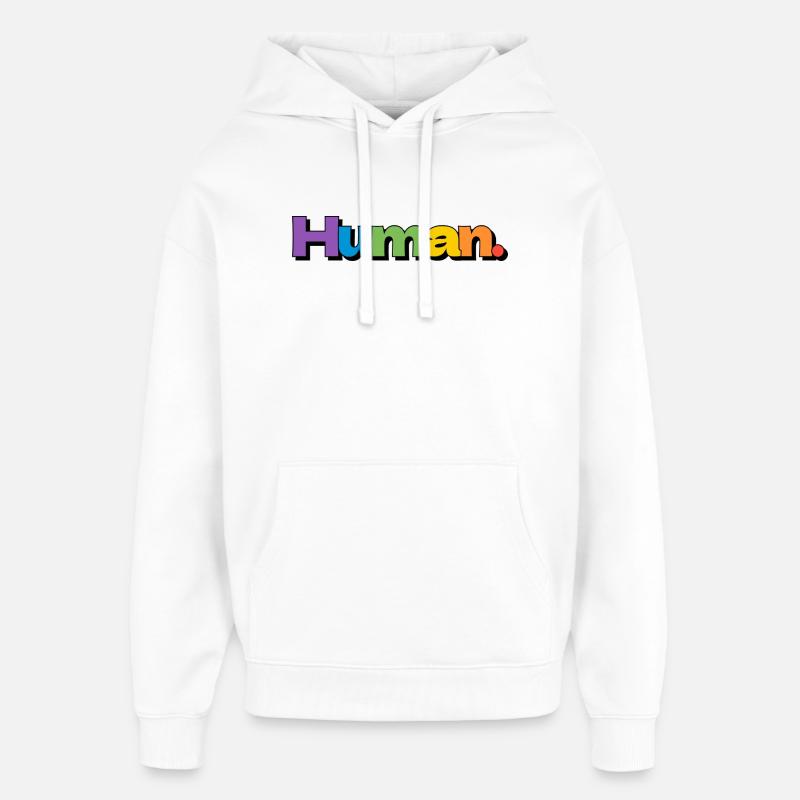 Colorful Human Rainbow Pride Typography - Oversized Unisex Hoodie by Stanley/Stella - white