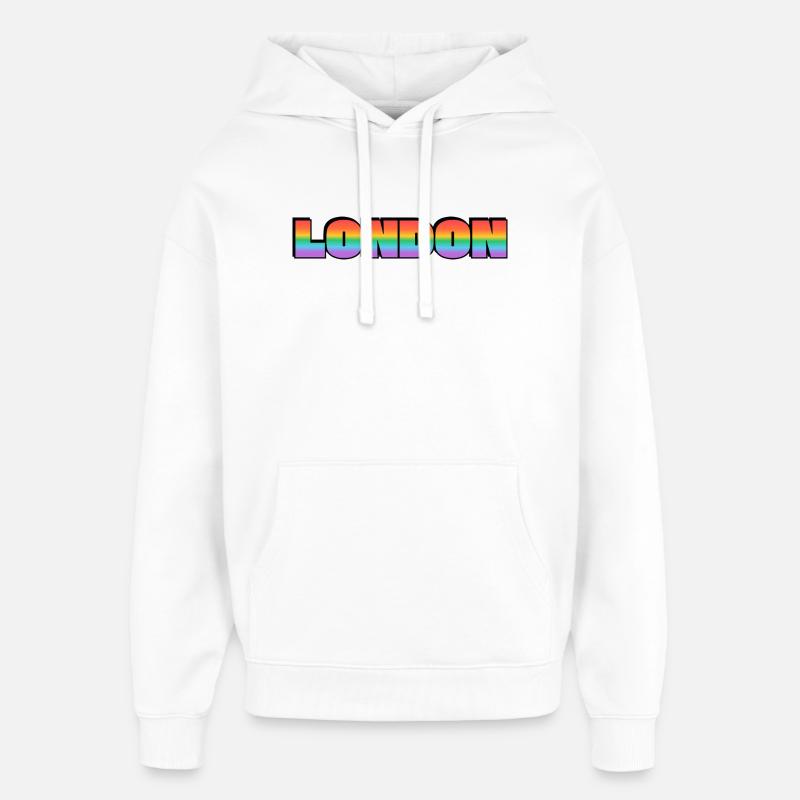 London LGBTQ Rainbow - Sweat à capuche unisexe Stanley/Stella Oversized - blanc